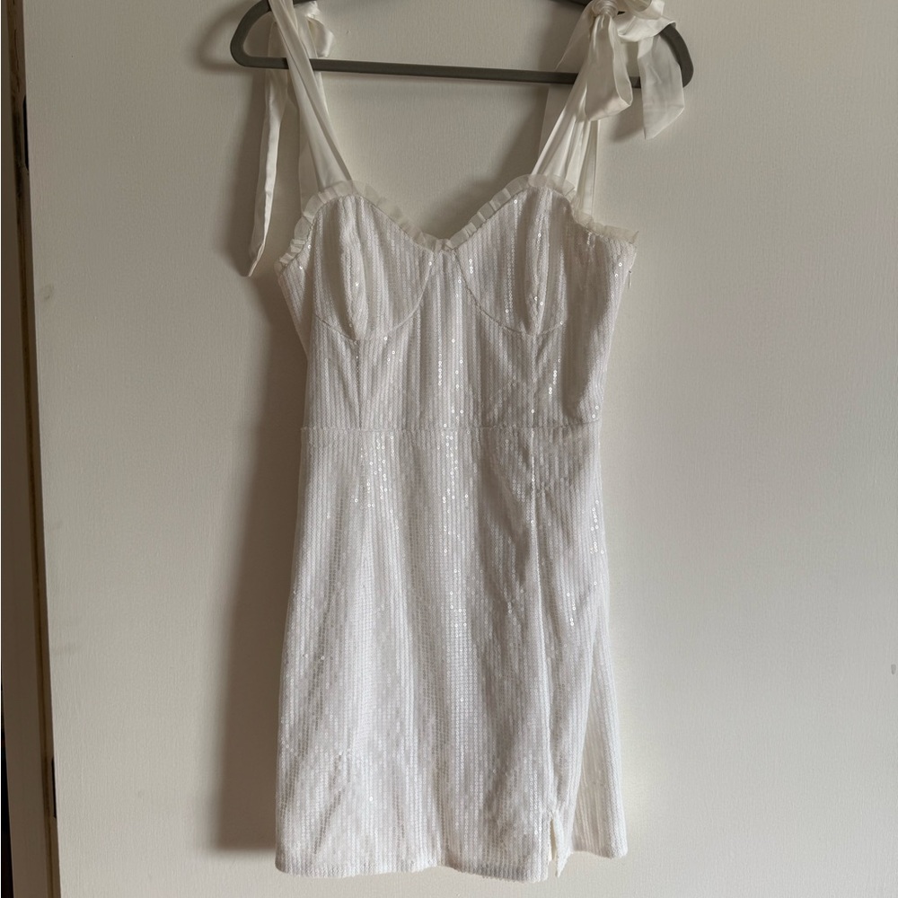 Lulu's White Sequin Mini Dress